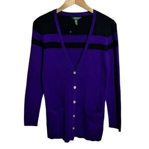 Lauren Ralph Lauren Dark Academia Cardigan Sweater Cardigan Women L Purple Prep